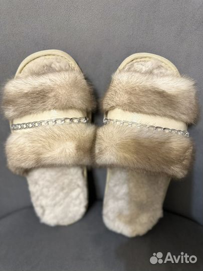 Норковые тапочки