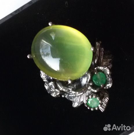 Серебро. Кольцо с пренитом, авторская работа