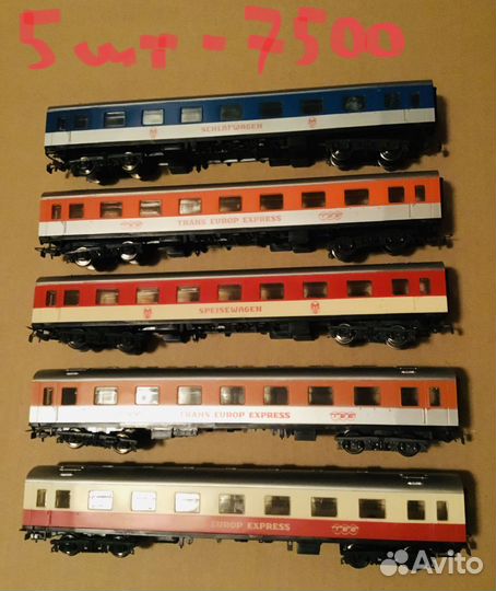 16,5мм(ho) 5 пасс вагоны состав piko гдр
