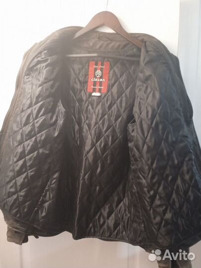 Замшевая коричневая мужская мотокуртка «Clover»