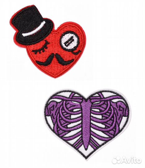 Нашивки на одежду набор сердце в шляпе 1