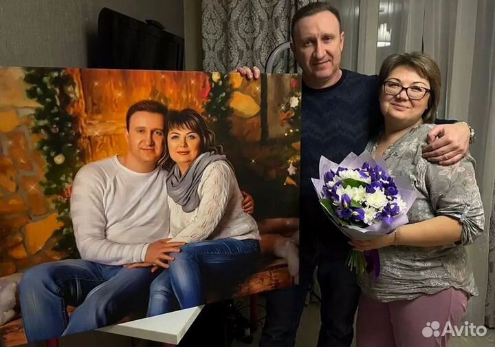 Портрет по фото на холсте