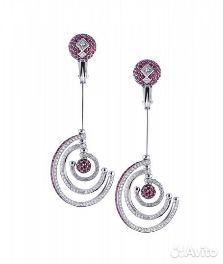 Серьги Prologue Orbit White Gold & Diamonds & Ruby
