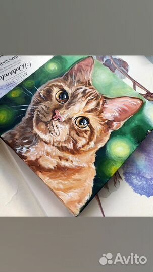 Портрет маслом на холсте, домашние животные