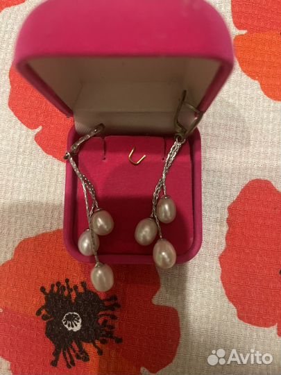 Серьги серебро с жемчугом