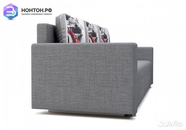 Диван еврокнижка Олимп серый / купон красный