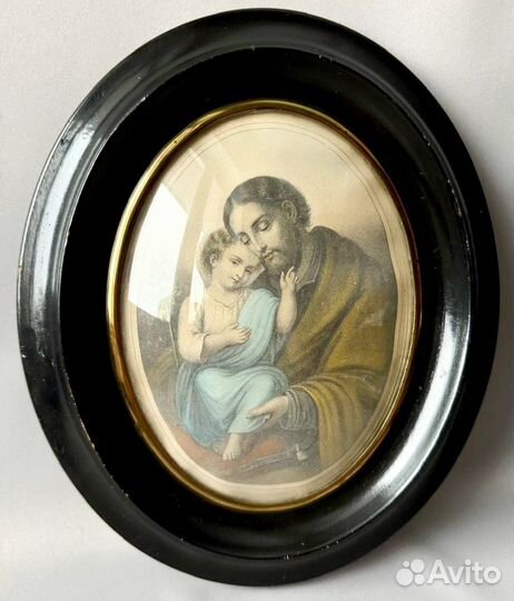 Антик картина. Святой Иосиф и младенец Христос