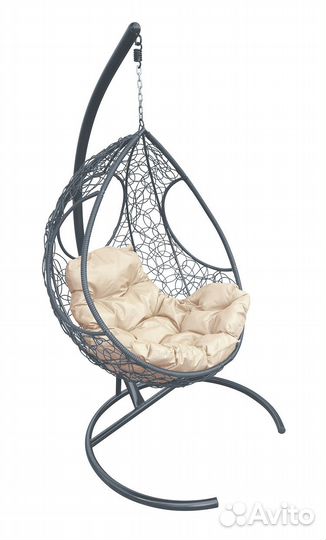 Подвесное кресло-кокон Капля с ротангом