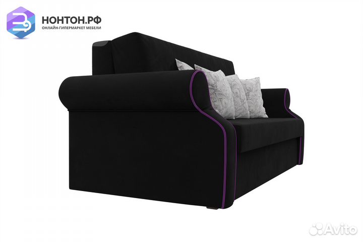 Диван аккордеон Софт микровельвет черный