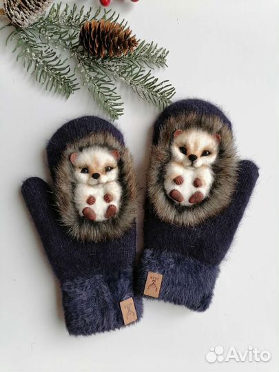 Варежки с ежиками. Звероварежки 