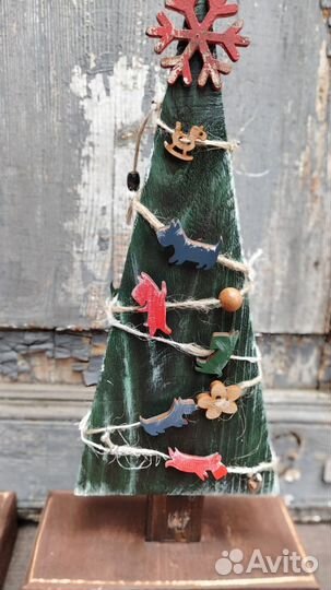 Елка деревянная интерьерная скотч-терьер