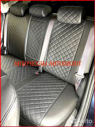 Чехлы Автопилот Opel Astra из экокожи чёрные Ромб