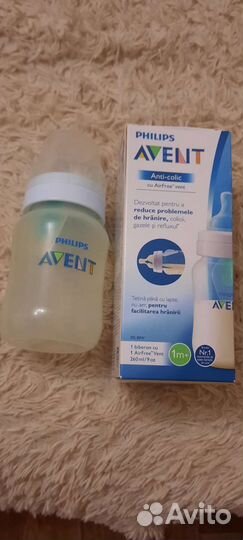Молокоотсос ручной+бутылочка Avent