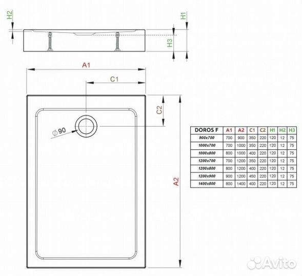 Душевой поддон Radaway Doros F Compact 100x80