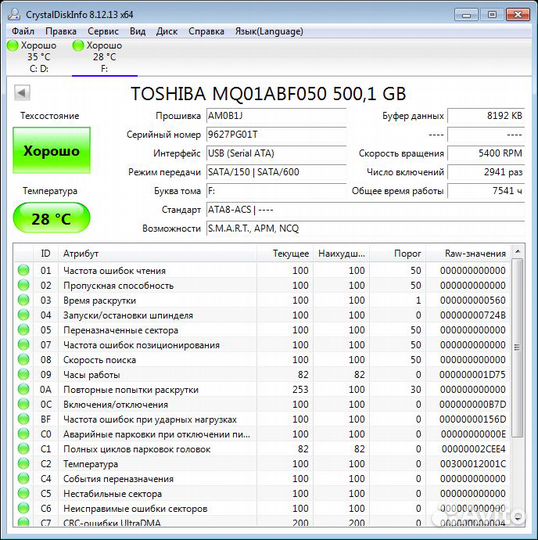Жесткий диск Toshiba 500 гб MQ01ABF050 (01T)