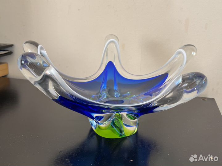 Ваза цветное стекло богемия СССР