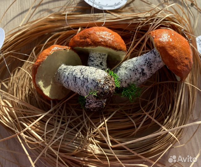 Ватная елочная игрушка Грибы подосиновики