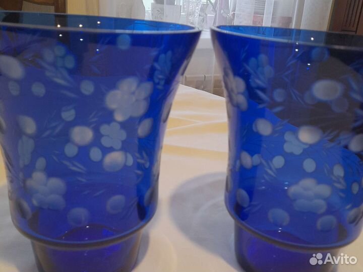 Ваза синее стекло СССР