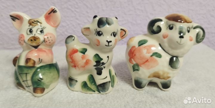 Фарфоровые фигурки ручная роспись. 3 шт