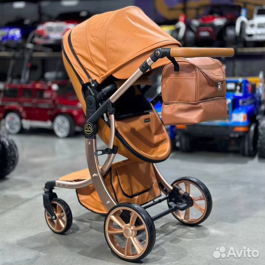 Коляска 3 в 1 luxmom 608-2 коричневый