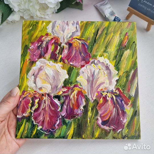 Ирисы картина маслом с цветами цветы ирисы
