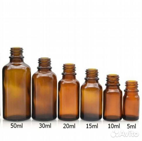 Флаконы стеклянные 5мл - 100мл и крышки капельницы