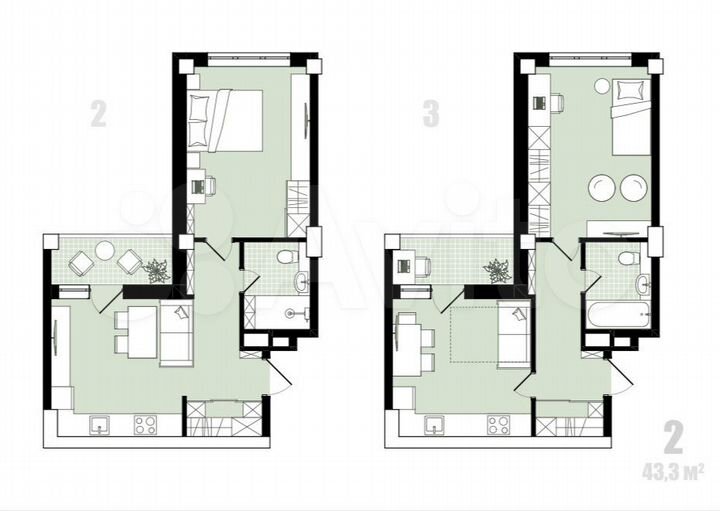 1-к. квартира, 43,3 м², 11/18 эт.