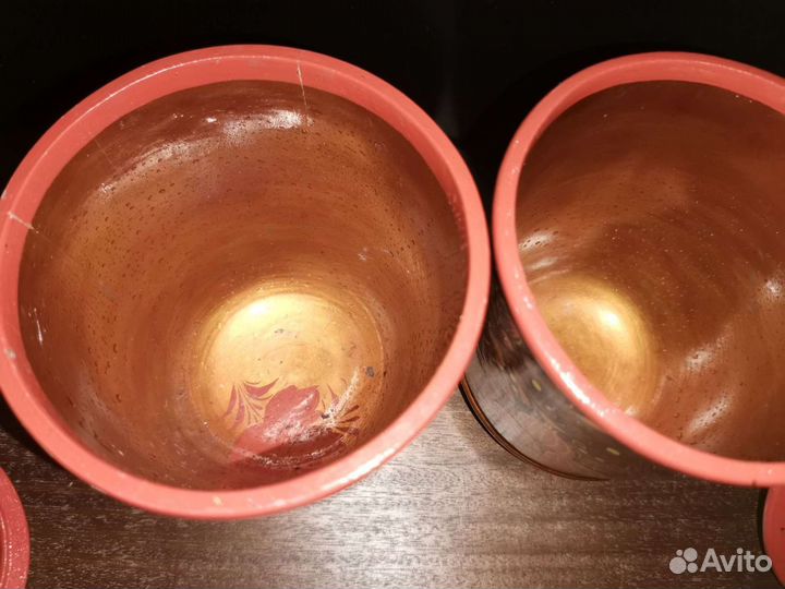 Горшок (сахарница) деревянный расписной хохлома