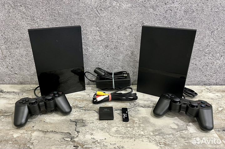 Ps2 прошитая+2 джоя+карта+флешка