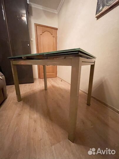 Стол обеденный 110*74 (стекло+металл)