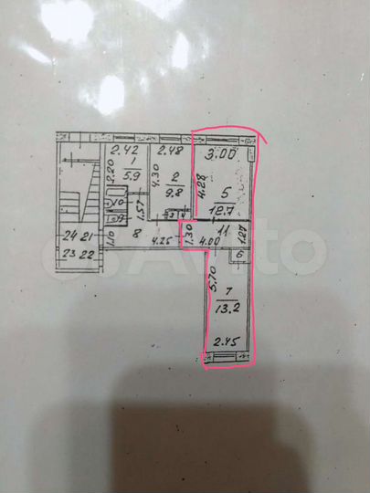 Комната 31,6 м² в 3-к., 1/5 эт.