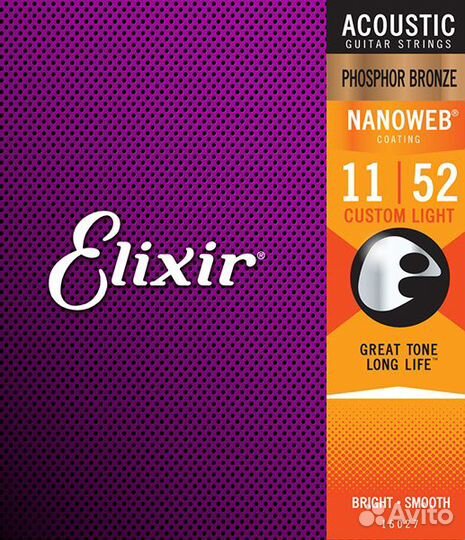 Elixir nanoweb 16027 комплект струн для акустики