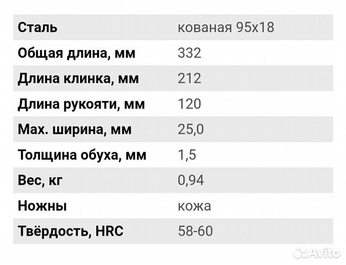 Нож филейный 1 кованая сталь 95*18