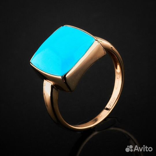 Кольцо из красного золота с бирюзой