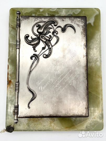 Блокнот с ручкой серебро 84 проба в родной коробке