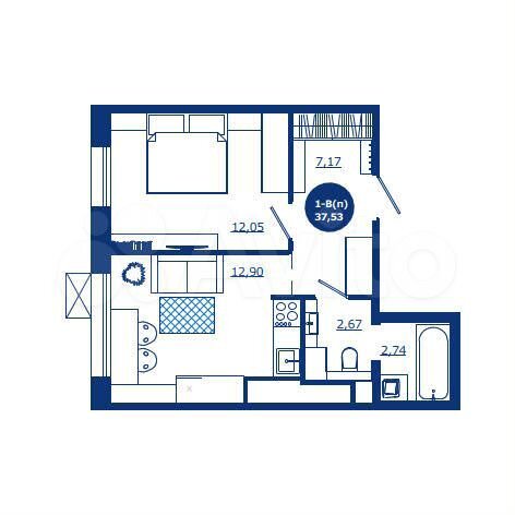 1-к. квартира, 37,5 м², 12/17 эт.
