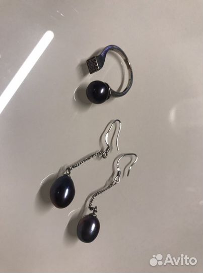 Серебряное кольцо серьги