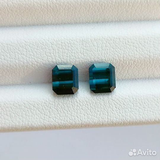 Пара синих ограненных турмалинов индиголит 2 ct