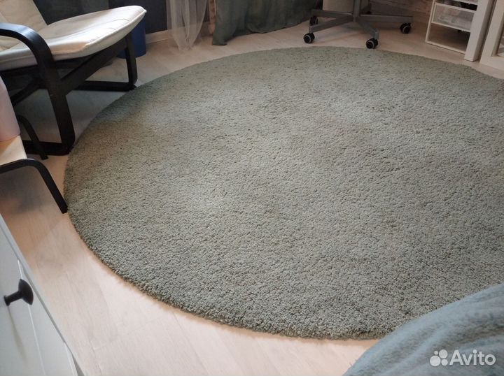 Ковер икеа Одум круглый 195 см светло-зеленый