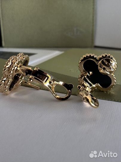 Серьги van cleef alhambra оникс