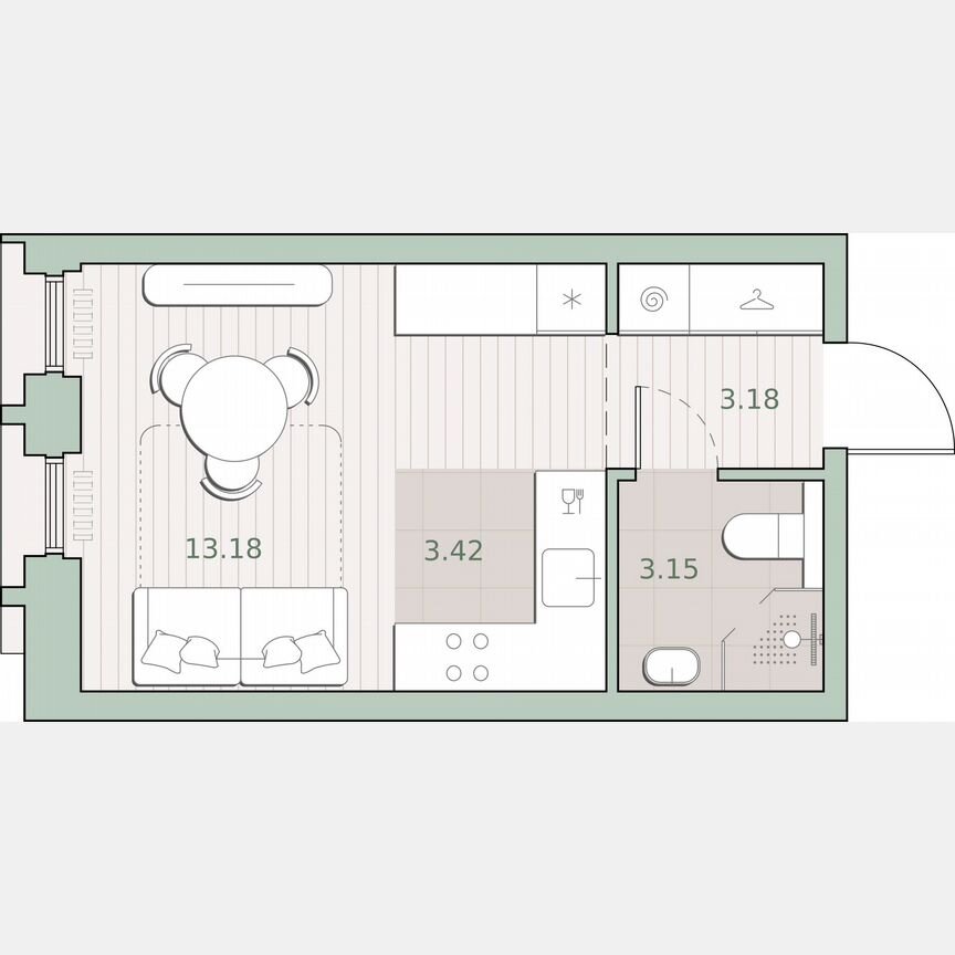 Квартира-студия, 22,9 м², 7/44 эт.
