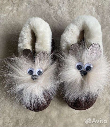 Новые детские тапочки меховые из овчины