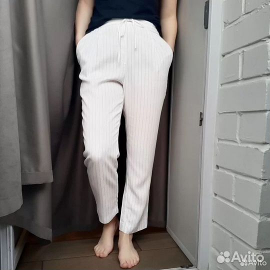 Белые брюки в полоску 44, домашние штаны