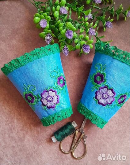 Манжеты с вышивкой и кружевом