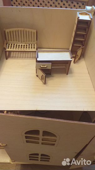 Кукольный деревянный домик игрушечный