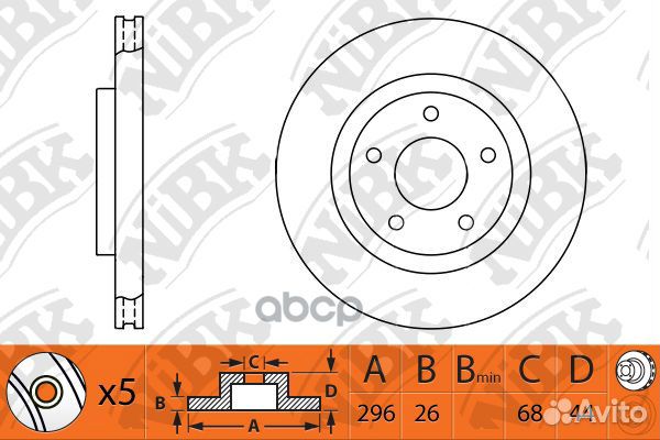 RN1303V Диск тормозной перед RN1303 NiBK