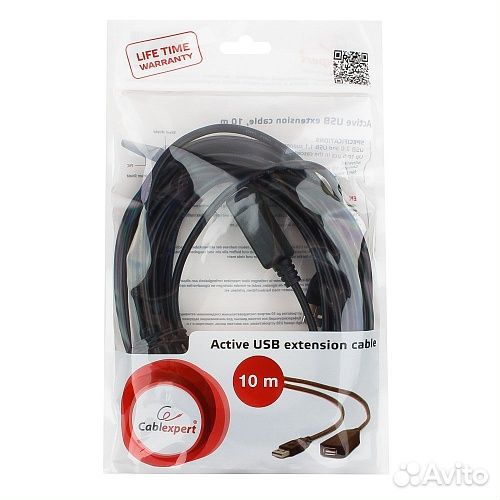 Удлинитель кабеля USB 2.0 10м Cablexpert UAE-01-10