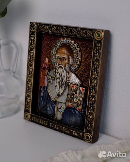 Икона Св. Спиридон Тримифунтский 15х12 см