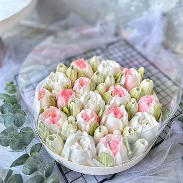 Цветы из зефира. Коробка аква d21 Вкус абрикос