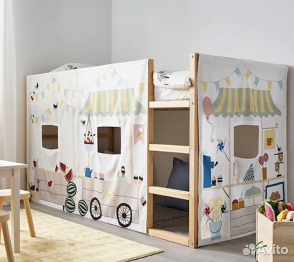 Детская кровать IKEA кюра + матрас + 2 полога